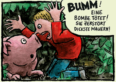Bumm! Eine Bombe tötet!